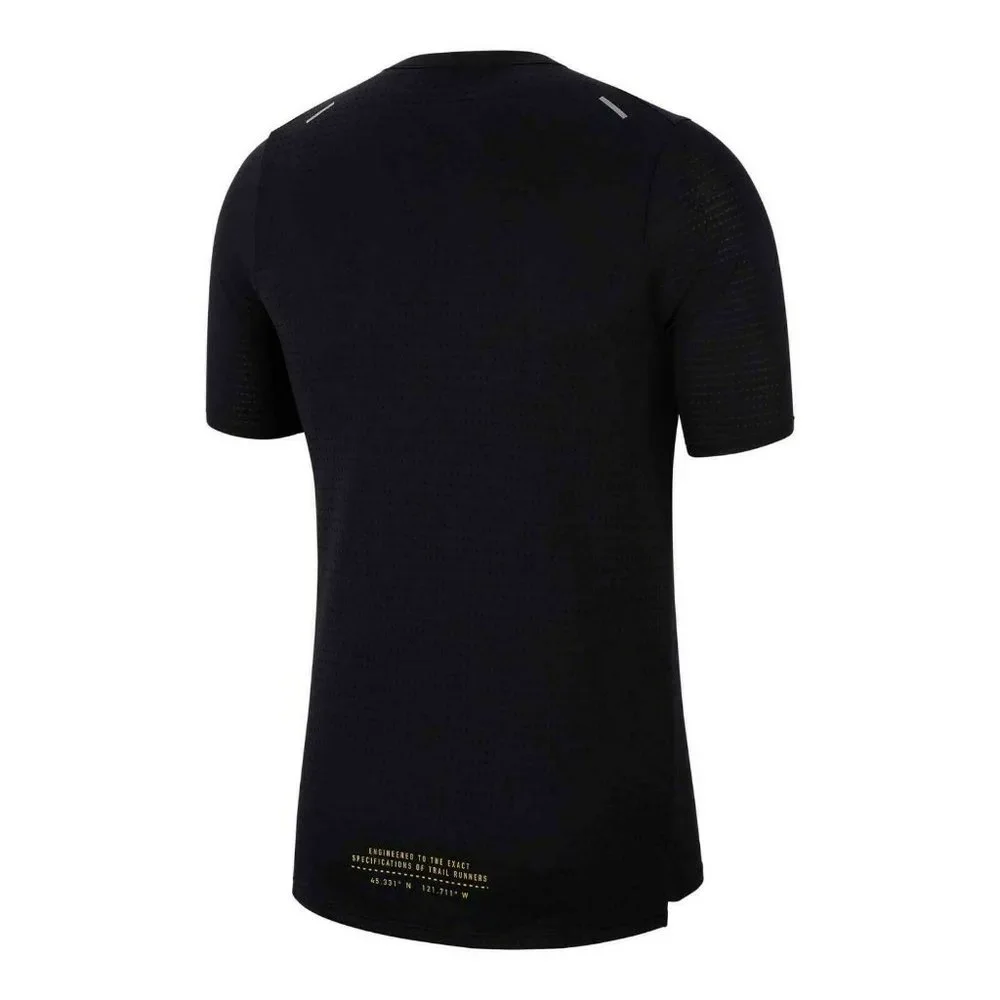Nike Rise 365 Trail Running Mesh Knit Dri-FIT Short Sleeve Top Black DJ0600-010 - Picture 3 of 8